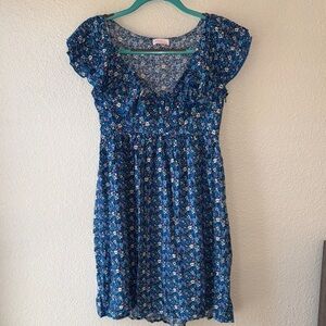 Pink Lily Blue Floral Mini Dress